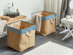 Textilkorb beige Streifenmuster 2er Set TUGUL
