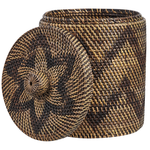 Korb mit Deckel Rattan naturfarben ⌀ 26 cm BOHOROK