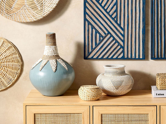 Dekovase ASAHAN Rattan 22 cm Naturfarben