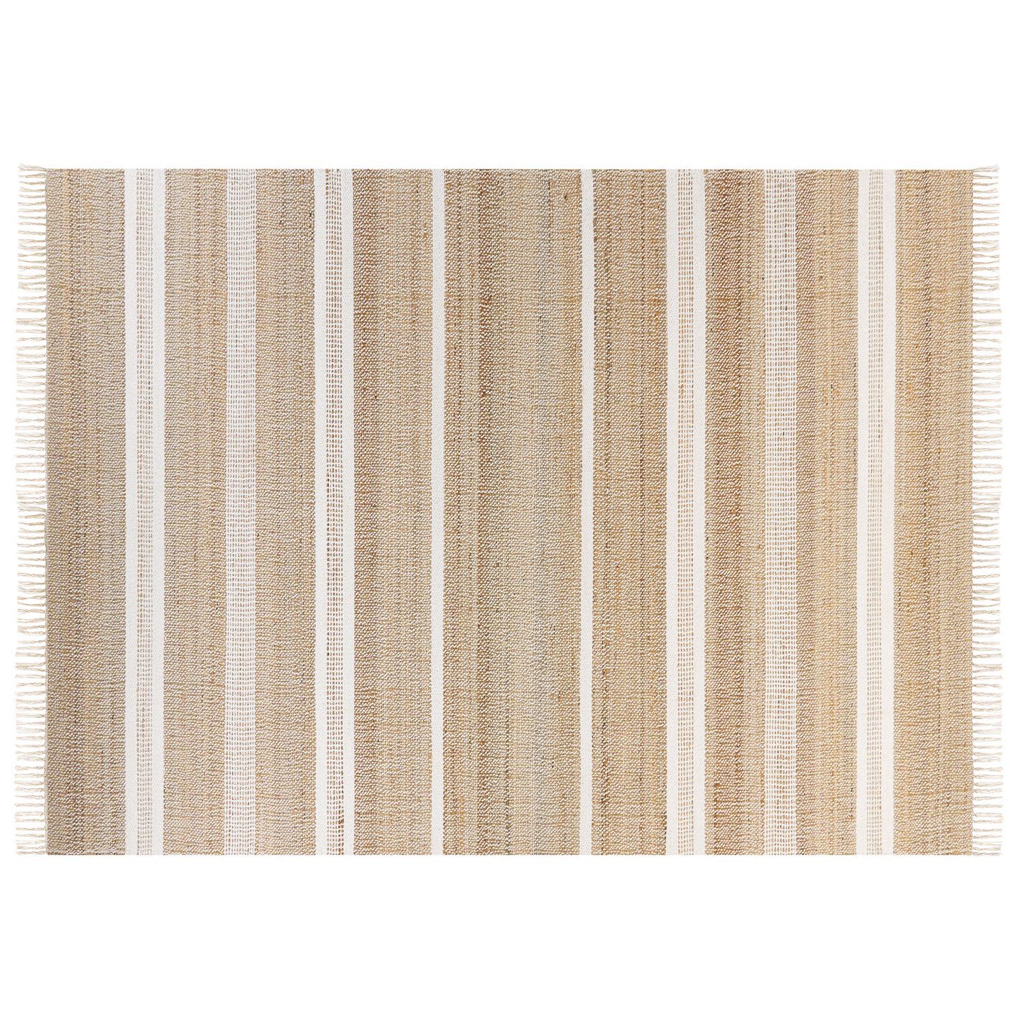 Teppich Jute beige / weiss 160 x 230 cm Streifenmuster Kurzflor zweiseitig TALPUR