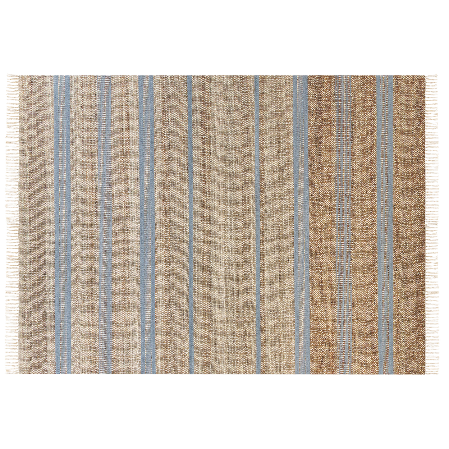 Teppich Jute beige / hellblau 160 x 230 cm Streifenmuster Kurzflor zweiseitig TALPUR