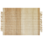 Teppich Jute hellbeige / braun 160 x 230 cm Streifenmuster Kurzflor KARKIN