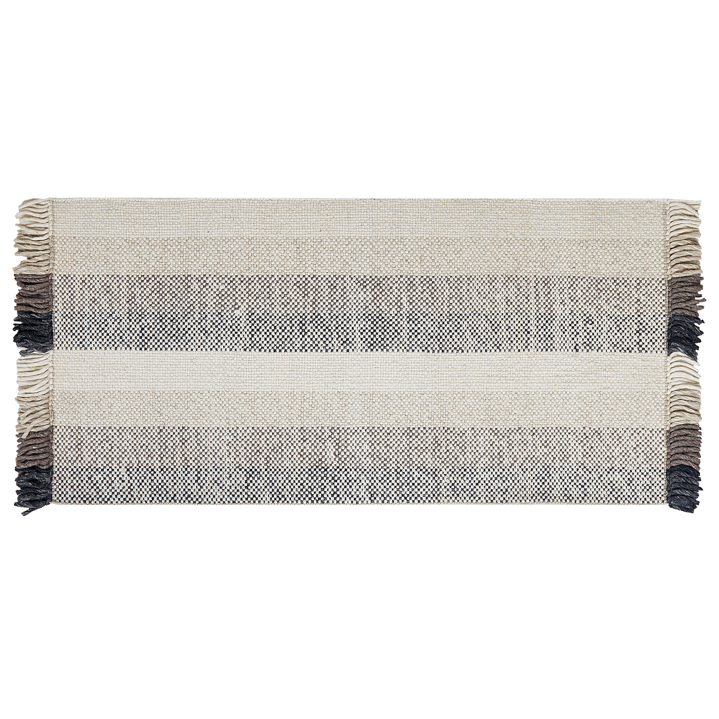 Teppich Wolle cremeweiss 80 x 150 cm Streifenmuster Kurzflor EMIRLER