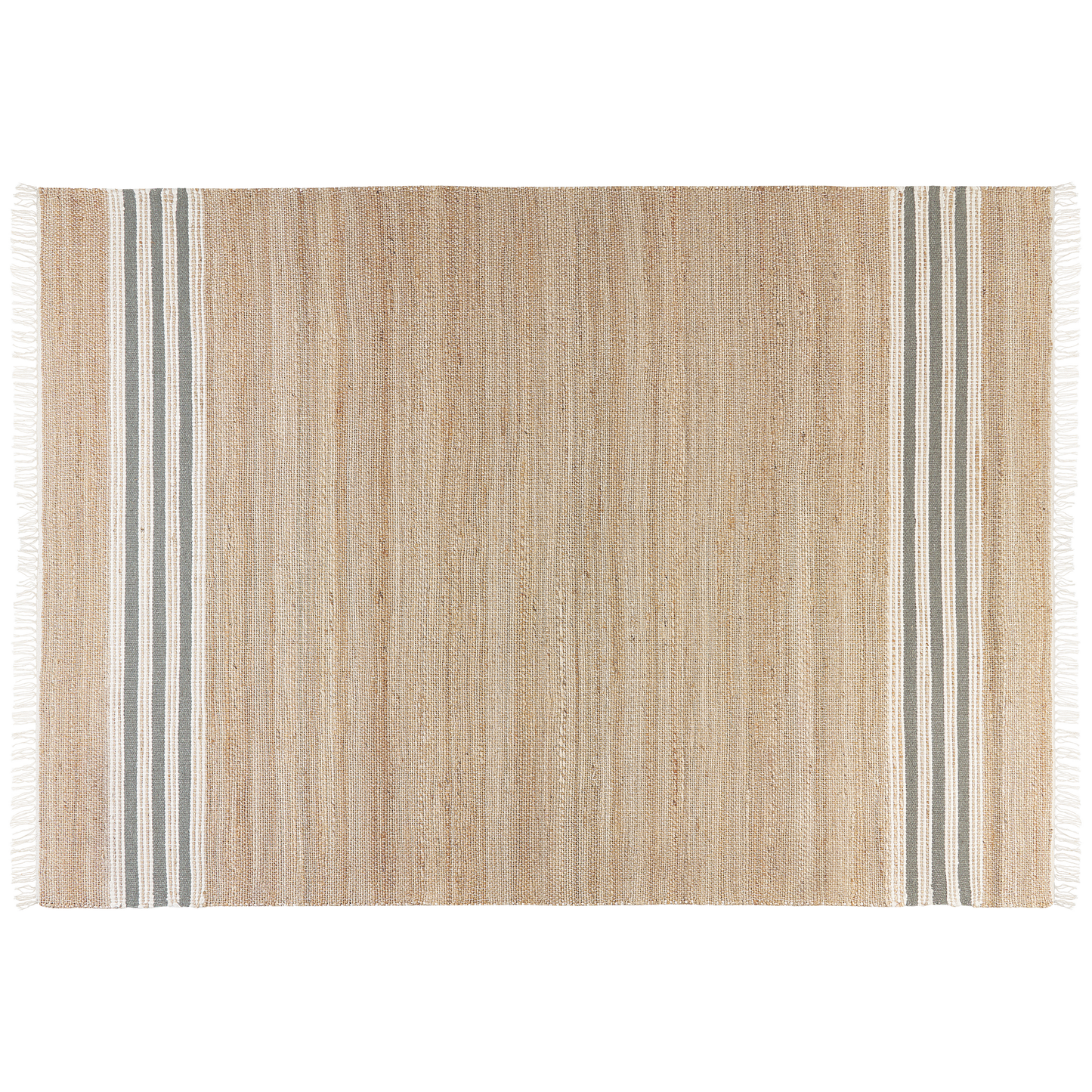 Teppich Jute beige / grau 160 x 230 cm Streifenmuster Kurzflor zweiseitig MIRZA