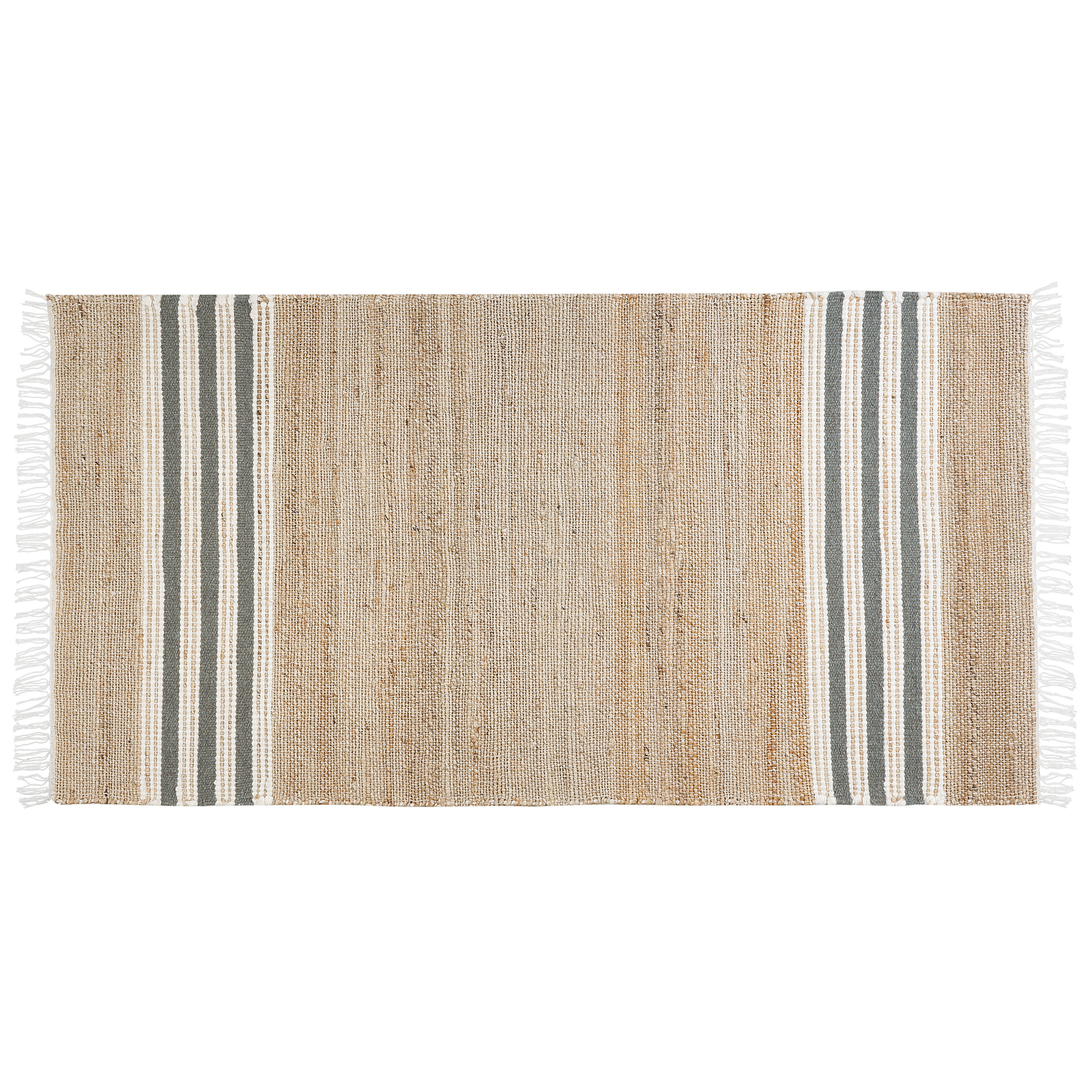 Teppich Jute beige / grau 80 x 150 cm Streifenmuster Kurzflor zweiseitig MIRZA