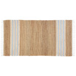 Teppich Jute beige / hellblau 80 x 150 cm Streifenmuster Kurzflor zweiseitig MIRZA