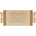 Teppich Jute sandbeige 80 x 150 cm geometrisches Muster Kurzflor DEDEMLI