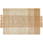 Teppich Jute sandbeige 140 x 200 cm geometrisches Muster Kurzflor HAMZALAR