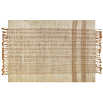 Teppich Jute sandbeige 140 x 200 cm geometrisches Muster Kurzflor ORTAOBA