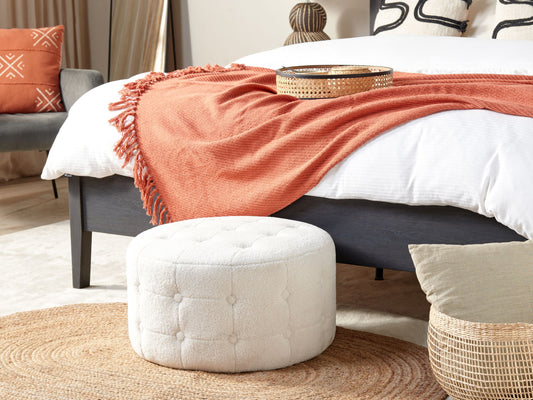 Pouf Bouclé ⌀ 55 cm weiss TAMPA