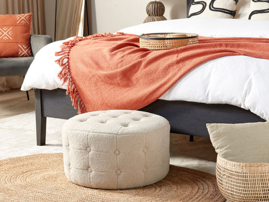 Pouf Bouclé ⌀ 55 cm beige TAMPA