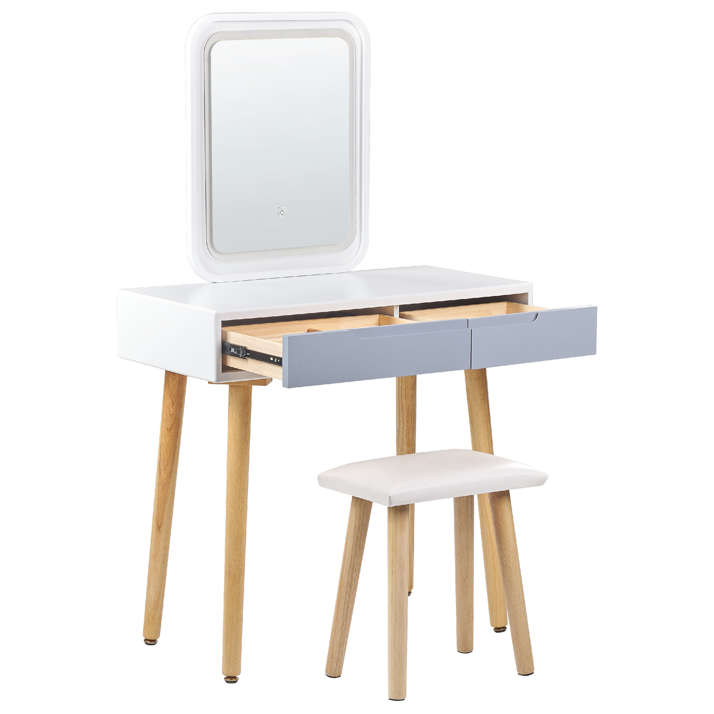 Schminktisch mit Spiegel und Hocker DIEPPE LED Weiss