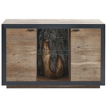 Sideboard heller Holzfarbton/schwarz 2 Türen LED Licht MARANA