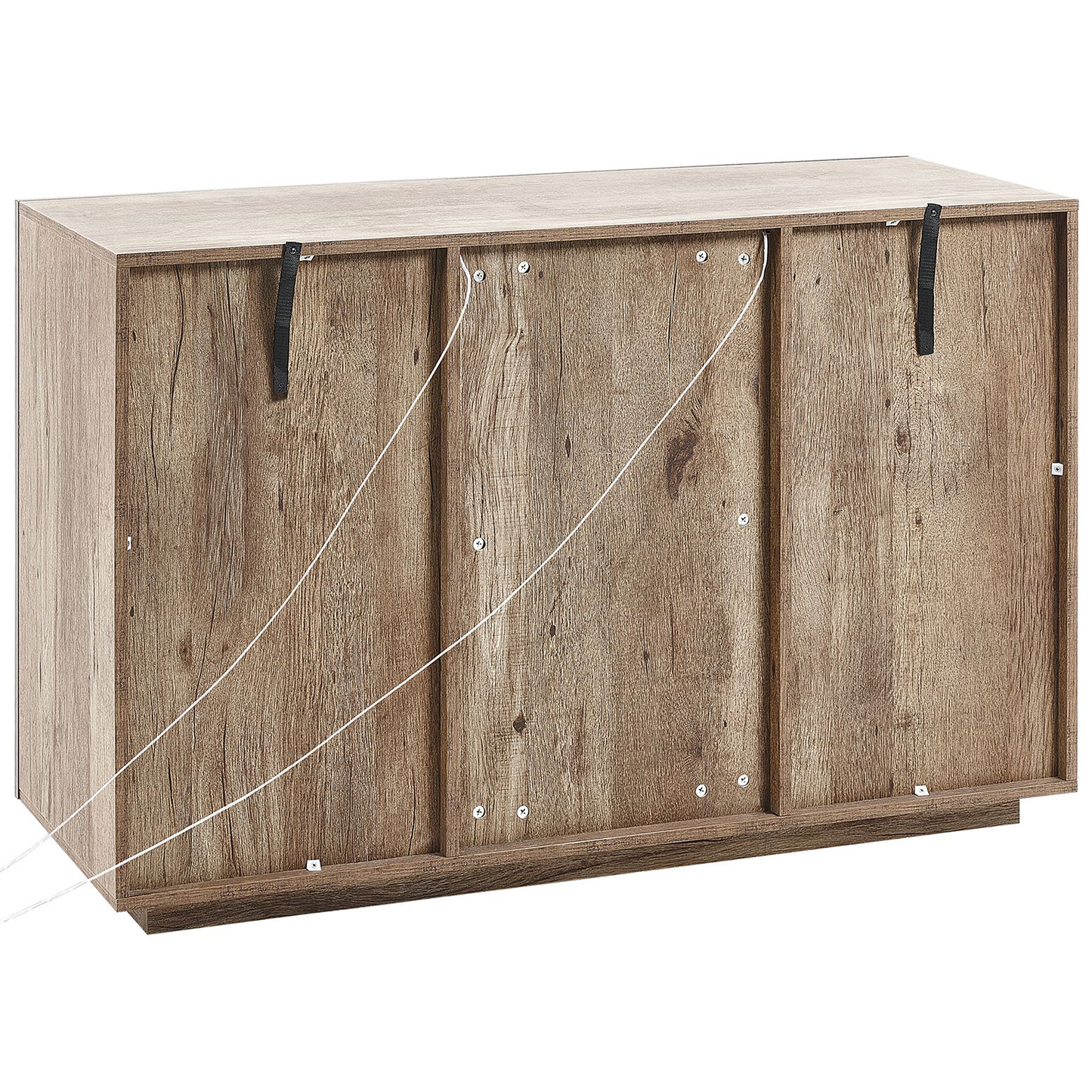 Sideboard heller Holzfarbton/schwarz 2 Türen LED Licht MARANA