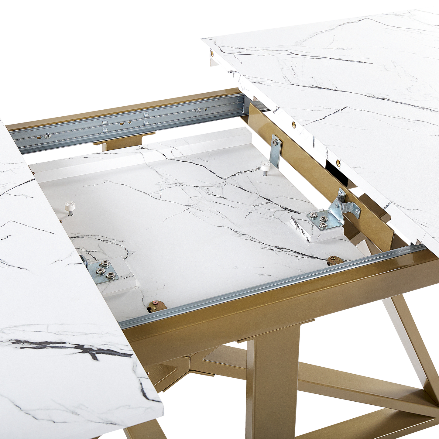 Ausziehbarer Esstisch MAXIMUS Weisser Marmor 160/200 cm 90 cm