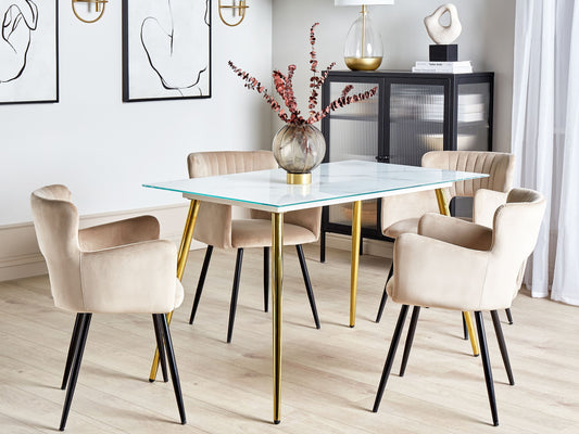 Esstisch MULGA Weisser Marmor 120 cm 70 cm Sicherheitsglas