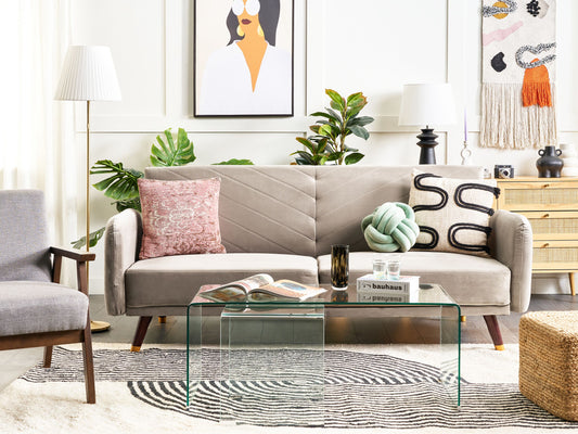 Schlafsofa Samtstoff Taupe SENJA