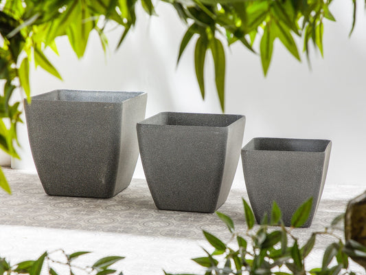 Set mit 2 Blumentöpfen ZELI Stein 42 cm Dunkelgrau
