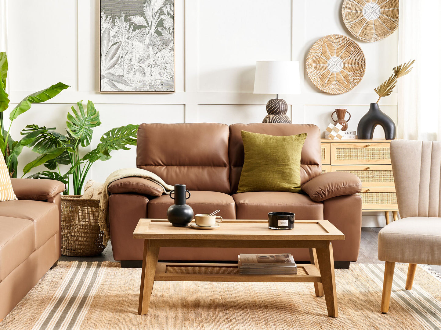 2-Sitzer Sofa Kunstleder goldbraun VOGAR