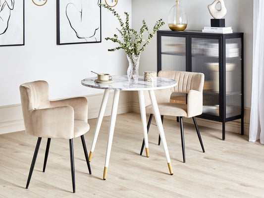 Esstisch GUTIERE Weisser Marmor 80 cm 80 cm