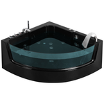 Whirlpool Badewanne schwarz Eckmodell mit LED 190 x 135 cm MARINA