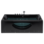 Whirlpool Badewanne schwarz rechteckig mit LED 170 x 80 cm HAWES