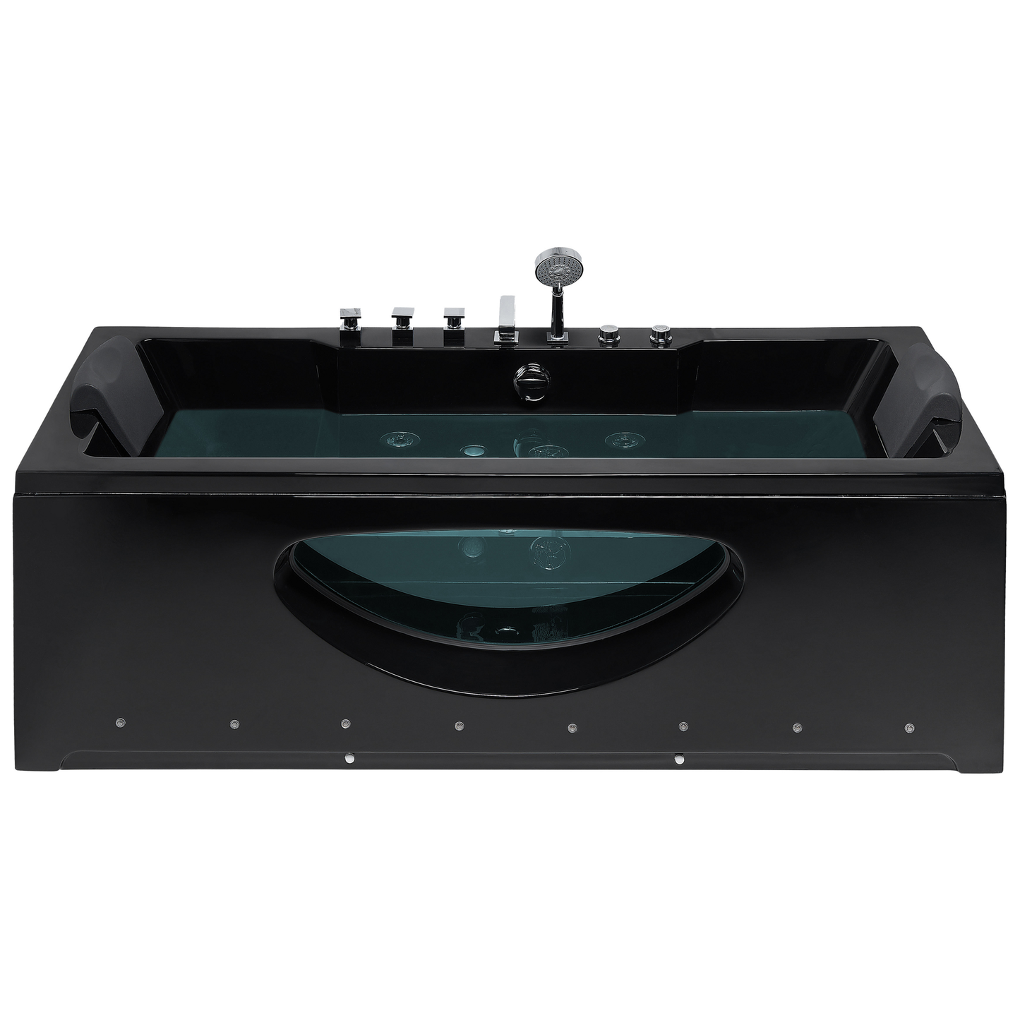 Whirlpool Badewanne schwarz rechteckig mit LED 180 x 80 cm HAWES