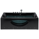 Whirlpool Badewanne schwarz rechteckig mit LED 180 x 80 cm HAWES