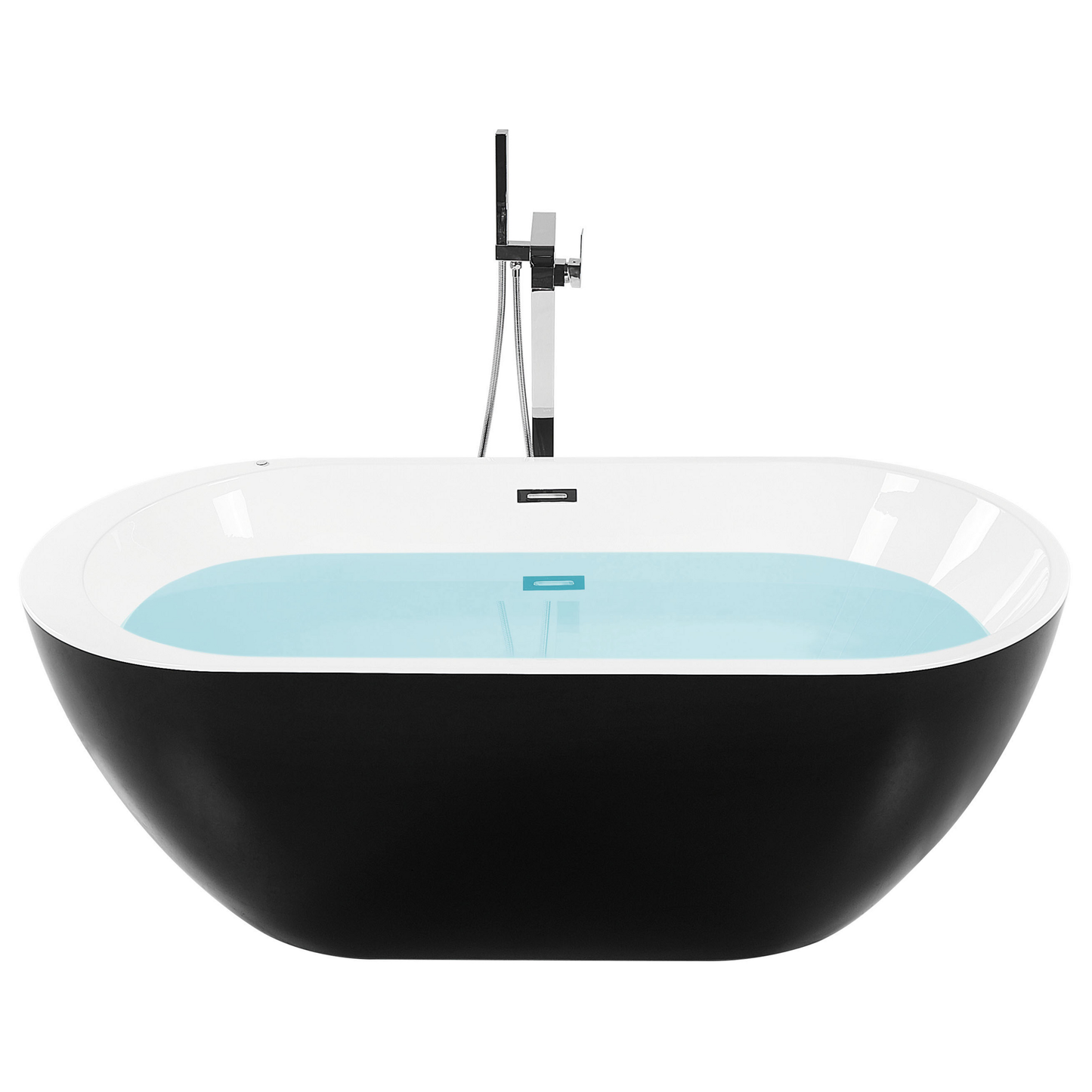 Whirlpool Badewanne freistehend schwarz mit LED 170 x 80 cm NEVIS III