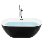 Whirlpool Badewanne freistehend schwarz mit LED 170 x 80 cm NEVIS III