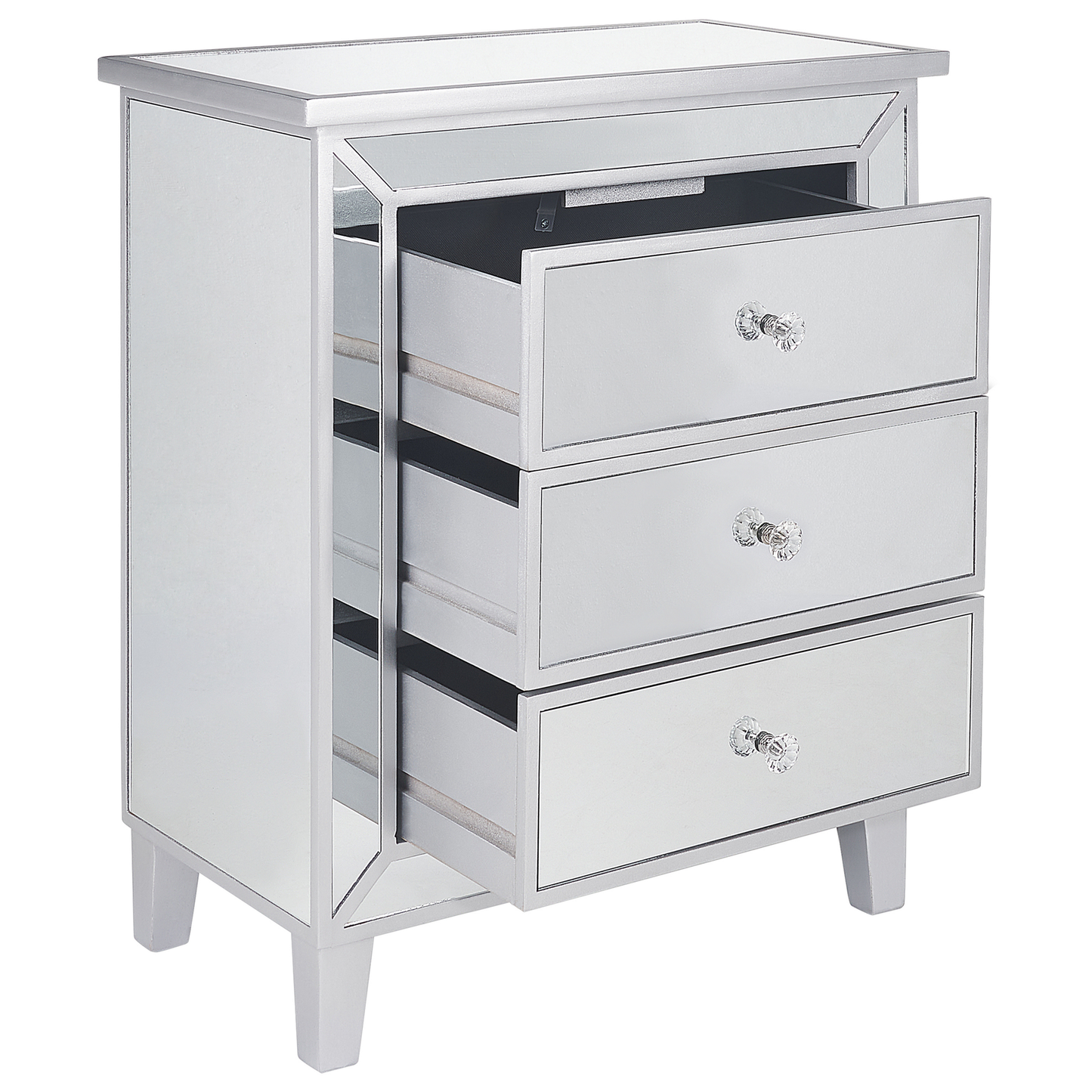 Kommode mit 3 Schubladen BREVES 71 cm Spiegeleffekt Silber