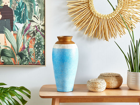 Dekovase PLATEJE Keramik 42 cm Blau