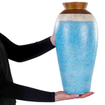 Dekovase PLATEJE Keramik 42 cm Blau