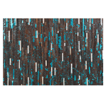 Teppich Kuhfell braun / blau 140 x 200 cm Patchwork Kurzflor KISIR