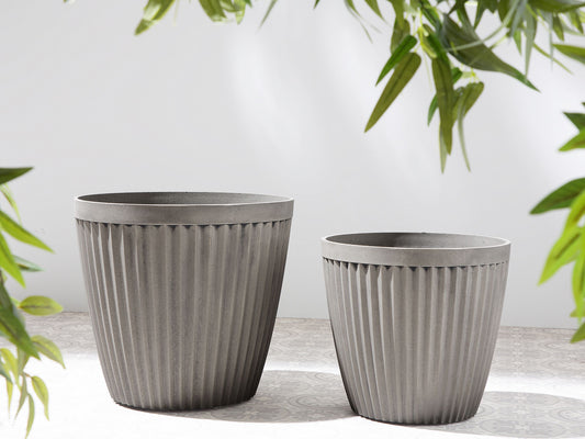 Set mit 2 Blumentöpfen POKA Stein 36 cm Taupe