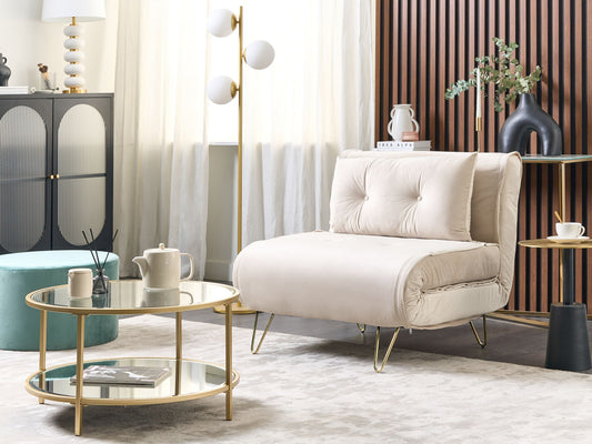 Schlafsofa Samtstoff hellbeige VESTFOLD