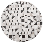 Teppich Kuhfell grau / schwarz ⌀ 140 cm Patchwork Kurzflor KIRKLAR