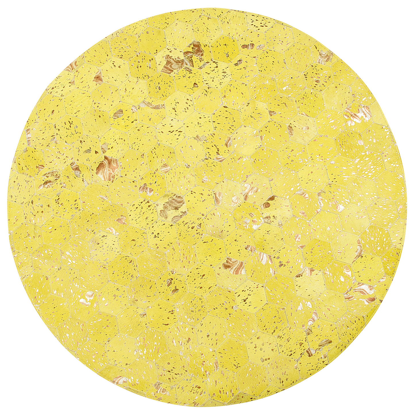 Teppich Kuhfell gelb ⌀ 140 cm Patchwork Kurzflor ZEYTIN