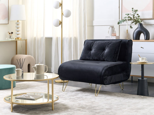 Schlafsofa Samtstoff schwarz VESTFOLD