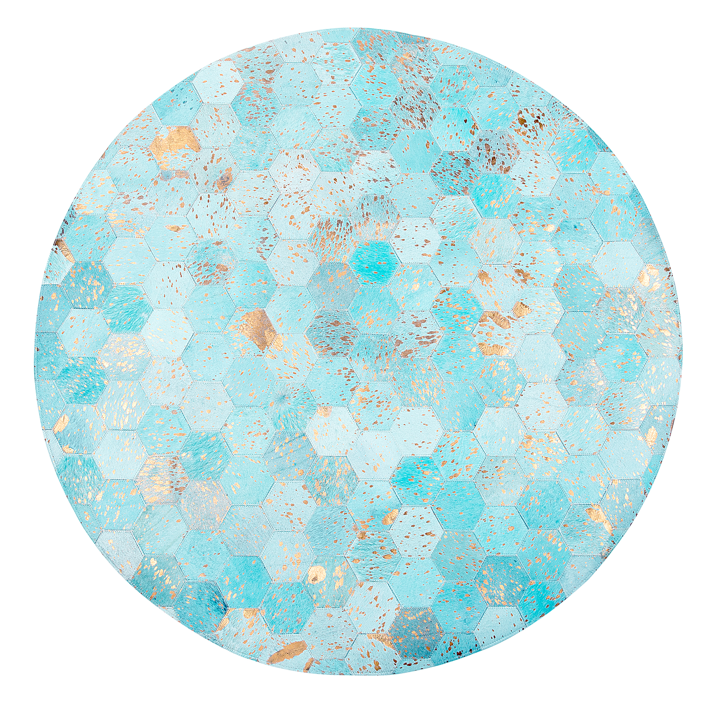 Teppich Kuhfell türkis ⌀ 140 cm Patchwork Kurzflor ZEYTIN