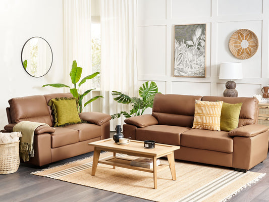 Sofa Set Kunstleder goldbraun 5-Sitzer VOGAR