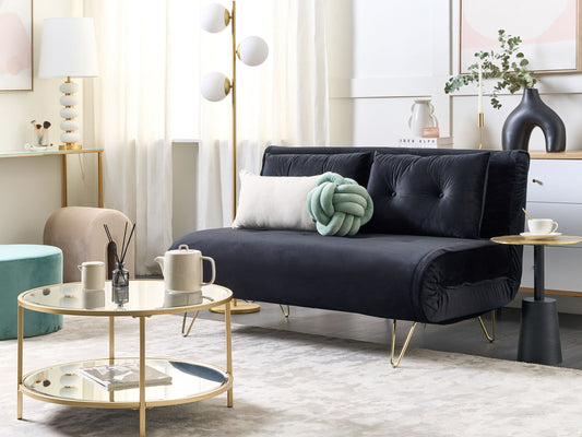 2-Sitzer Schlafsofa Samtstoff schwarz VESTFOLD