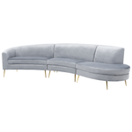 Sofa Samtstoff hellgrau geschwungene Form 4-Sitzer MOSS