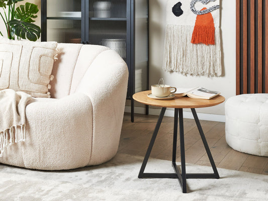 Beistelltisch helles Holz/schwarz ø 50 cm ATOKA