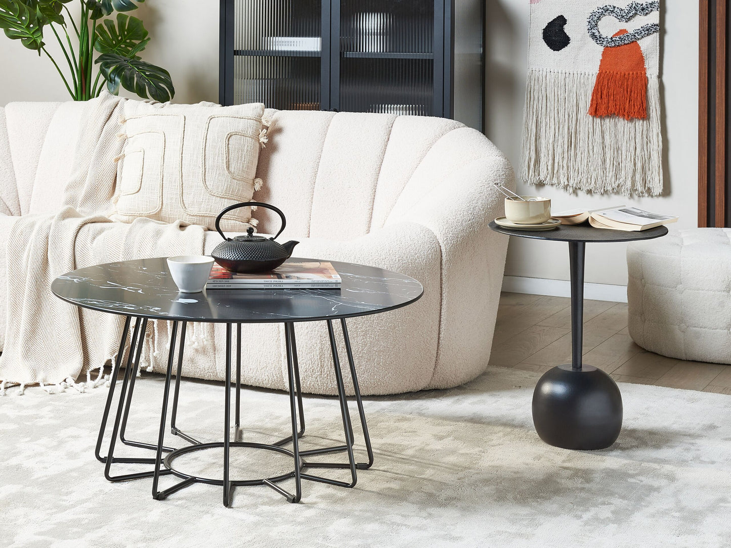 Couchtisch Marmor Optik schwarz ø 80 cm BERNIE