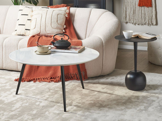 Couchtisch Marmor Optik weiss / schwarz ø 79 cm EFFIE