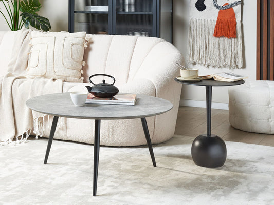 Couchtisch Betonoptik grau / schwarz ø 79 cm EFFIE