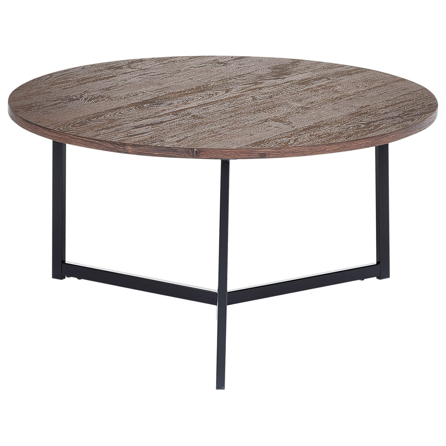 Beistelltisch 2er Set dunkler Holzfarbton / schwarz rund TIPPO