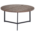 Beistelltisch 2er Set dunkler Holzfarbton / schwarz rund TIPPO