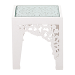 Beistelltisch 2er Set Glas weiss quadratisch AMADPUR